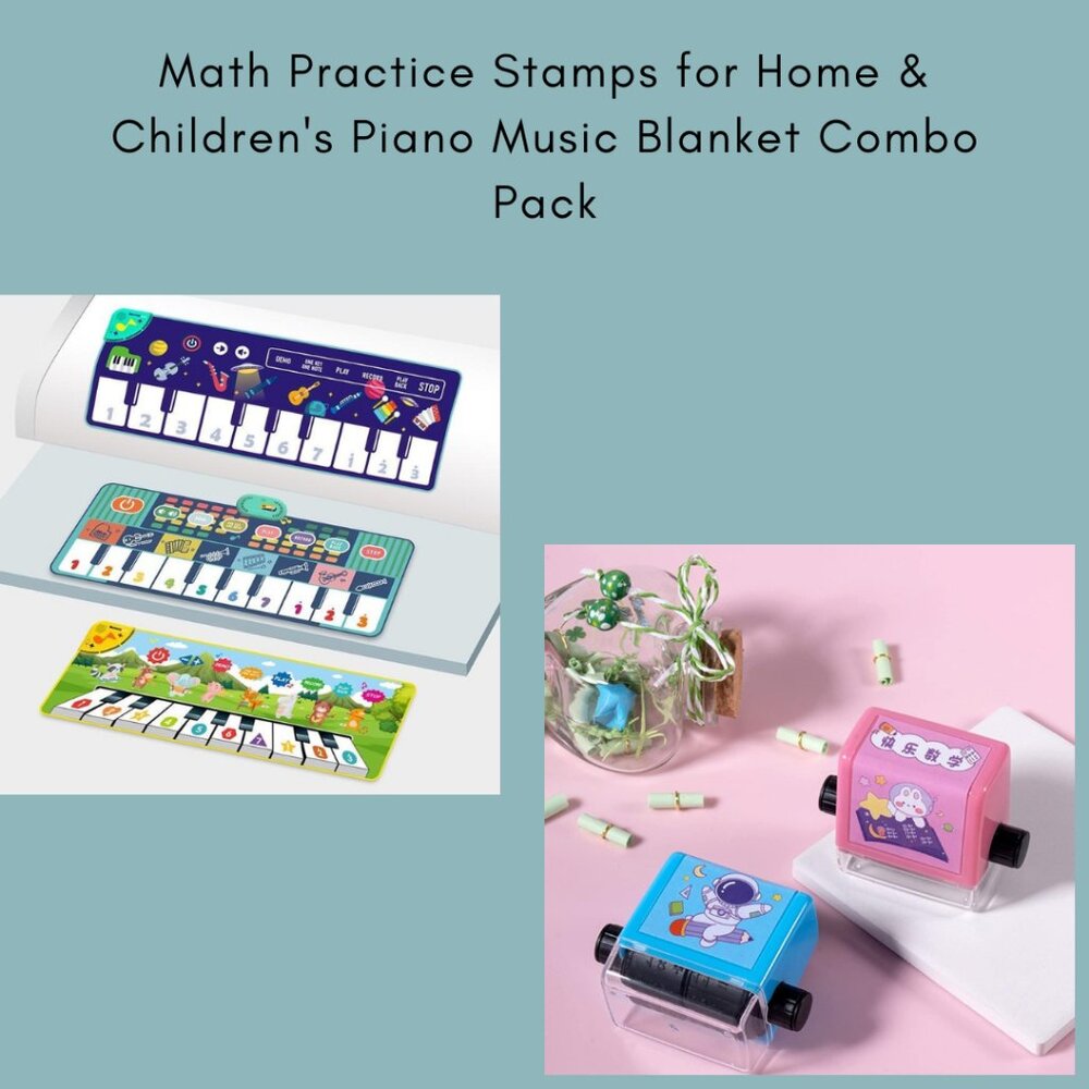 Children's Piano Music Blanket & Math Practice Stamps for Home Pack1 Combo Pack